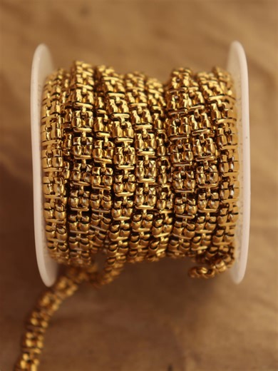 Unique Square Link Gold PVD Chain (by the Foot) - Etsy