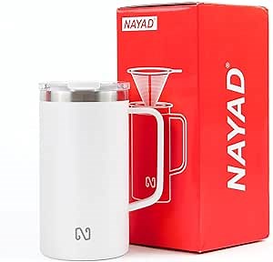 20 Oz Tumbler Stainless Steel Insulated Coffee Mug Premium Travel Mug Thermal Cup with Handle Spill Proof To Go Coffee Cup with Lid and Pour Over Coffee Dripper, For Cold and Hot Drinks,White