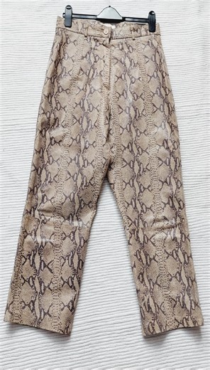 Leather Reptil Python Capri Pants Size M (42) Womens Beige Gray Capri 42 - Etsy