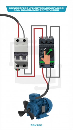 Conexión de un motor monofásico a un guardamotor trifásico