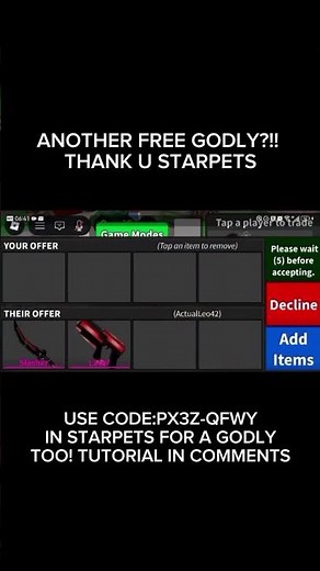 FREE GODLY?!! #viralshorts #shorts #mm2 #roblox #starpets