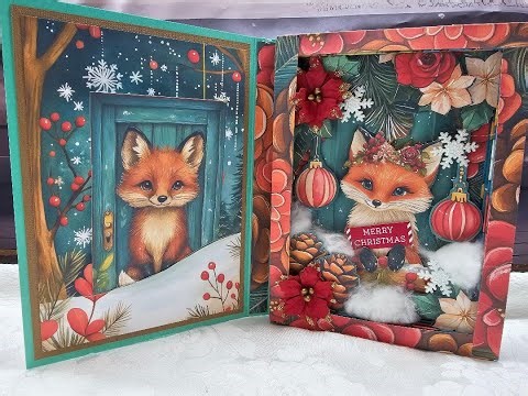 Christmas Winter Shadow Box Book Box Christmas Handmade Cards