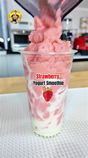 สตรอว์เบอร์รี่โยเกิร์ตปั่น หวานอมเปรี้ยว สดชื่นทุกแก้ว 🍓🥤 #พี่บิ๊กพากิน