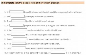 2) Complete with the correct form of the verbs in brackets:1. ... | Filo
