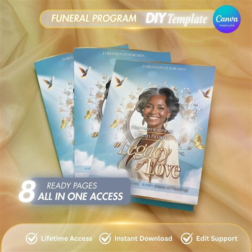 Funeral Program Booklet 8 Pages Template, Instant Download Obituary Program, DIY Funeral Program for Celebration of Life, Memorial Program - Etsy