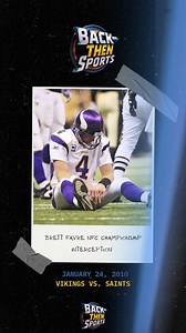 January 24, 2010: Brett Favre throws an interception to send the NFC Championship to overtime in the Big Easy. . . #sports #nfl #minnesotavikings #neworleanssaints #nostalgia | Back Then Sports