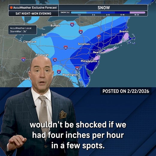 A blockbuster blizzard will slam the I-95 corridor near Philadelphia through New York City and Boston with snowfall rates of at least 1-3 inches per hour. Live Updates: https://bit.ly/40neWN9 | AccuWeather