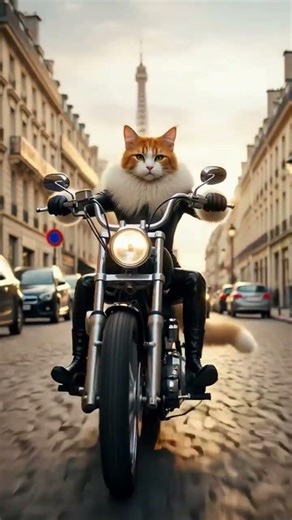 Maine coon Ruby Cat Rides a Harley in Paris 😼🏍 | One-Wheel Stunt!