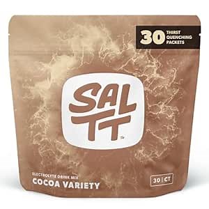 SALTT Electrolytes Powder Packets, Cocoa Variety Pack (30 Packets) - Magnesium, Potassium, Sodium, Trace Minerals - Vegan, Sugar Free, Gluten Free - Travel Essentials - Made in USA