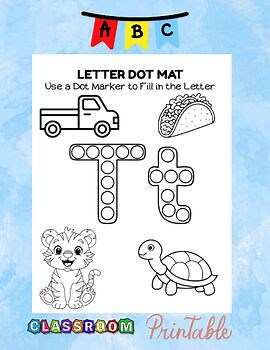 Learn Letter T Dot Marker Toddler Worksheet Upper Lowercase Alphabet Printable