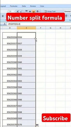 How to split numbers in excel, formula last digit number