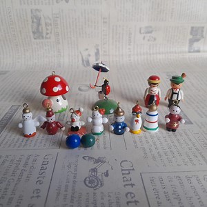 Vintage Erzgebirge Mushroom, Ladybug, Wood Cuckoo Clock Boy and Girl Figure, Set of 10 Pcs Small Christmas Decorations, Germany - Etsy