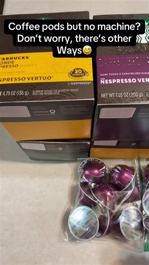 How to make coffee without a code machine, how to make coffee, what can I do with coffee pods without a machine#contentcreator #funny #coffee #diy #howto