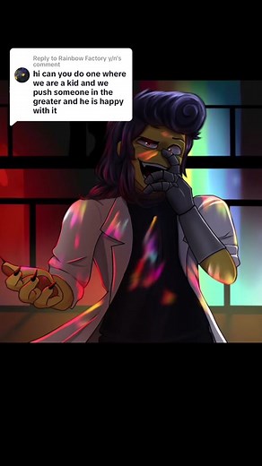 Replying to @Rainbow Factory y/n little y/n pushes someone into the grinder after they started picking on them taking their first ever life, and rf wally has never been so proud!!!