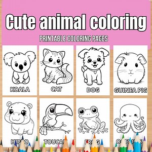 80  Cute Animal Coloring Pages for Kids With Names | Adorable Printable Designs to Color! - Etsy UK