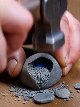 Breaking a Labradorite Stone with a Hammer 💎⚒️ | #viral #gemstone #satisfying