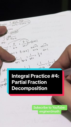 Integral Practice #4: Partial Fraction Decomposition #fyp #enginerdmath #math #engineering #integrals #calculus #partialfractiondecomposition