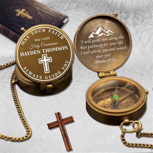 Engraved Compass, Personalized Confirmation Gift, Christian Keepsake, Religious Gift, First Communion, Baptism - Etsy