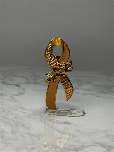 Awareness Ribbon Pin: Gold Tone Pink Enamel - Cancer Support Accessory - Etsy