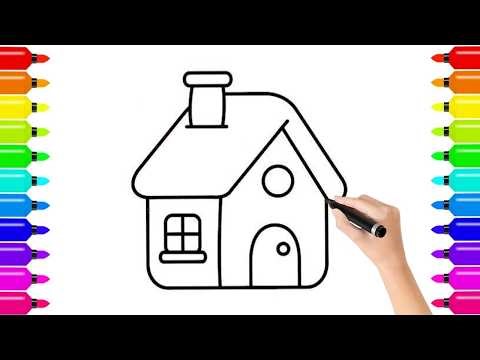 How to Draw a Home 🏠 | Easy House Drawing for Kids | Happy Kids Drawing