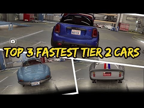 CSR Racing 2 | TOP 3 FASTEST TIER 2 CARS | with Tunes & Times