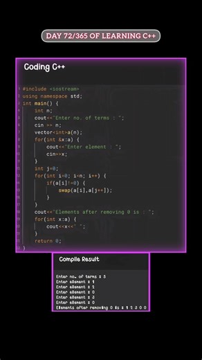 Printing values without 0 using c++ #coder #coding #programming #viral