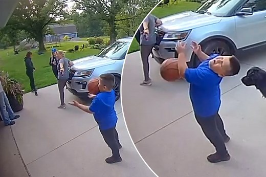 Dad fail! Basketball hits son right in the kisser