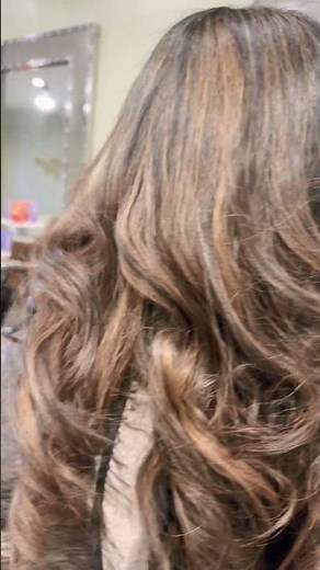 Balayage highlights on dark hair