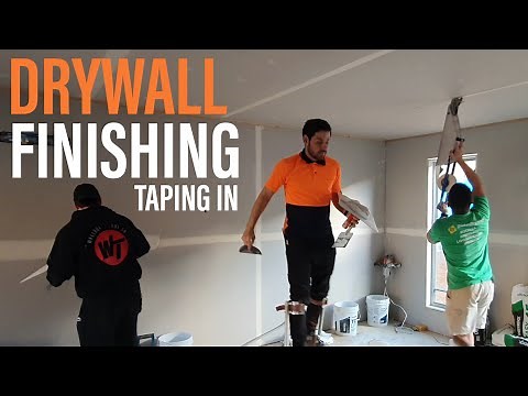 TAPING DRYWALL USING MUD BOX | Drywall Finishing Construction Series #1