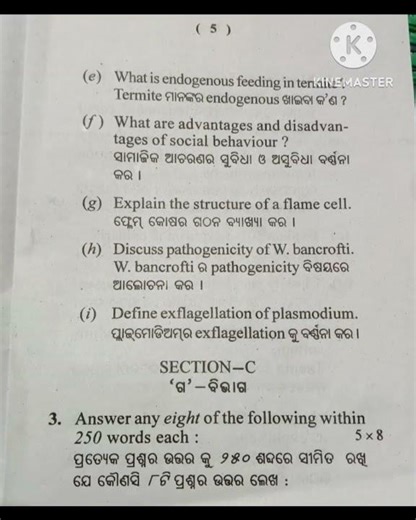 Zoology ( Minor ) BSC 1st semester/ 2026 /