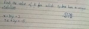 find the value of k for which system has a unique solutionx−ky... | Filo
