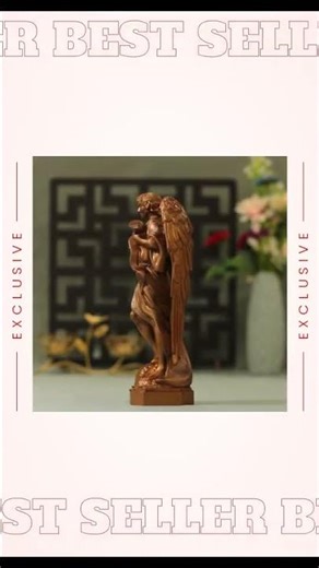 Archangel Gabriel Saint Statue Antique Style Wooden Catholic Icon Religious Icon Handmade Furnitu...