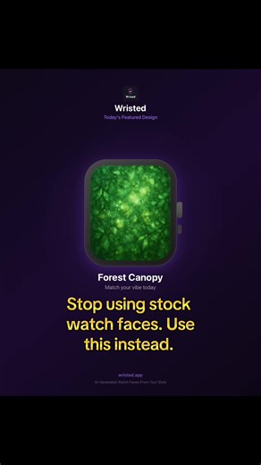 Level up your wrist game with today’s featured community design: Forest Canopy. 🌲✨ Give your Apple Watch an organic, textured look that stands out. Available in the Wristed app. Which vibe should we feature tomorrow? 👇#wristed #applewatch #watchface #grwm #ootd