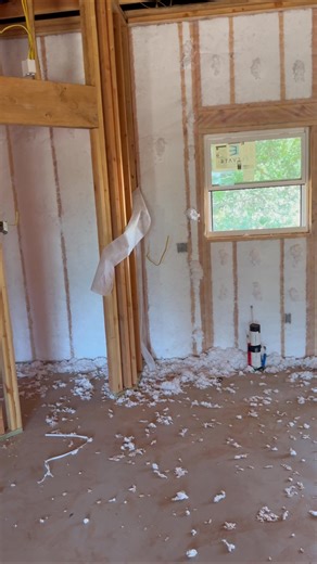 Builder grade insulation often leaves behind a trail of trash and shoddy workmanship. Netting is strewn about, creating extra cleanup for someone else. This is what subpar work looks like. #insulation #construction #shoddywork #cleanup #building | Weatherization Experts, Insulation