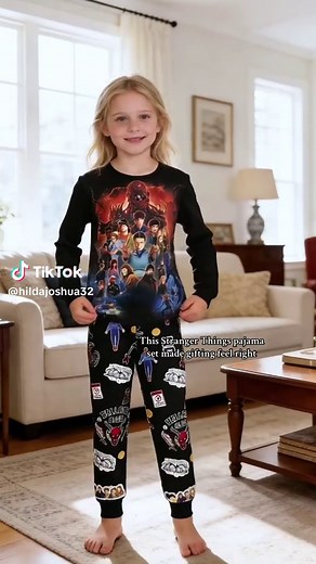 So Cute! Stranger Things Kids Long Sleeve Pajama Set 😍 #stangerthings5 #pajamas #pjs #spotlightfinds #tiktokshopholidayhaul #pajamaset #holidayhaul #kidspajamas #kidsclothes