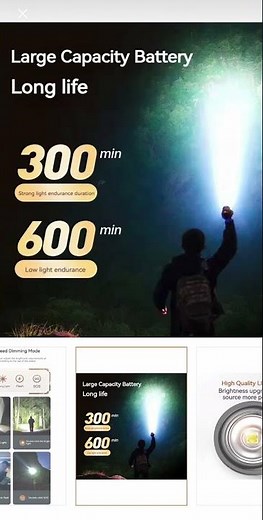 Phillips 18650￼Fixed Focus Black S Black 2024 New EDC Portable flashlight Rechargeable LED Flash