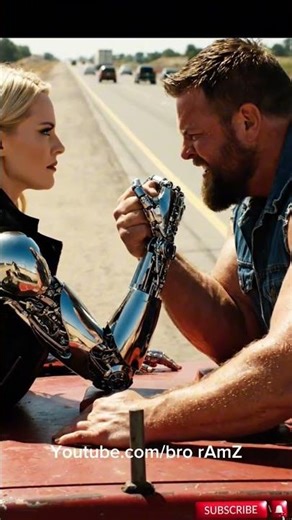 Power Clash: Cyborg Woman vs. Strongman in an Arm-Wrestle #ai #robot #futuretech