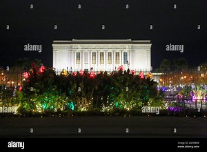 An Arizona holiday tradition since 1979, the Mesa Arizona Temple has brought back its Christmas light display and more than 150 nativities from around the world after a five-year hiatus at the Temple's north lawn in Mesa, Arizona on December 29, 2022. One of the country's largest volunteer-driven Christmas light displays, it features more than 300,000 lights and each nativity scene has its own Church-produced video that gives insight into each display. The event draws over one million visitors f