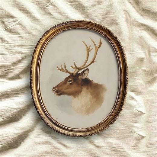 Portrait de cerf des bois vintage, art animalier de la forêt rustique (téléchargement numérique) - Etsy France
