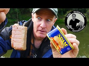 Spam Fishing Challenge - Improvised Fishing Hook and Bait. Survival Skills