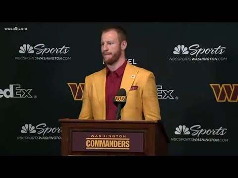 New Commanders QB Carson Wentz holds press conference