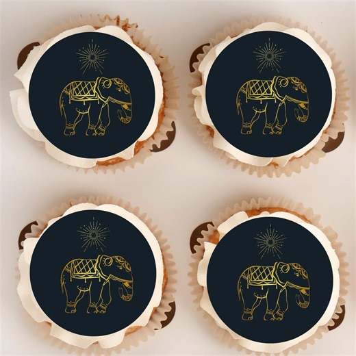 30 X Gold Elephant Cupcake Toppers - Precut - Quality Vanilla Flavoured Icing Sheets - 2 Sizes to Choose From - Etsy