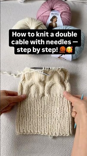 Let’s knit a double cable made of 12 stitches! 🧶