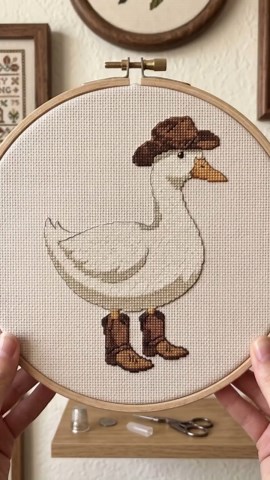 Cowboy Duck Cross Stitch Pattern | Western Animal Embroidery Design (PDF Digital Download) - Etsy