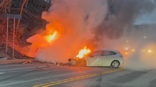 Person taken to hospital after fiery crash on Route 8 in Allegheny County
