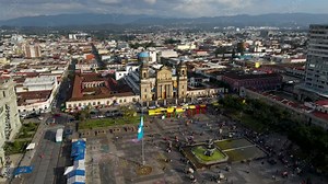 Beautiful aerial view of Guatemala City - Catedral Metropolitana de Santiago de Guatemala, the Constitution Plaza in Guatemala