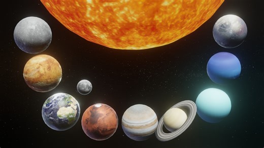 Photorealistic Solar System (Moon Included) 2k Textures 3D Model by 3DDisco