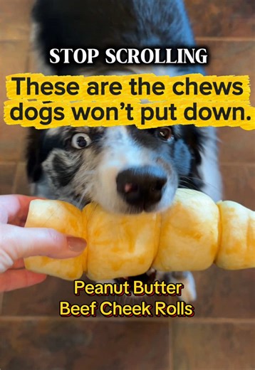 Long-Lasting Peanut Butter Beef Cheek Rolls for Dogs