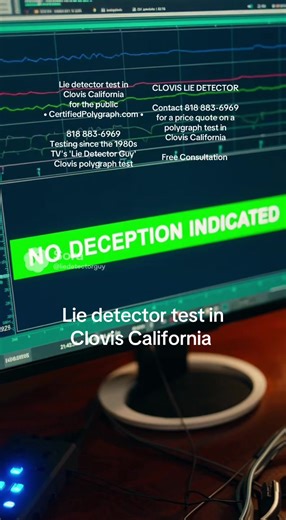 A lie detector test in Clovis California! (TIP: You can often write the main questions for the test yourself, using wording guidelines shared with you by your polygraph examiner. Doing this assures that the test covers EXACTLY what your issue is) As soon as you call about using a polygraph test in Clovis, we will ask if it is for relationship or for criminal, which are by far the two most common topics. We administer those, as well as other common test types such as abuse polygraph, theft polygr