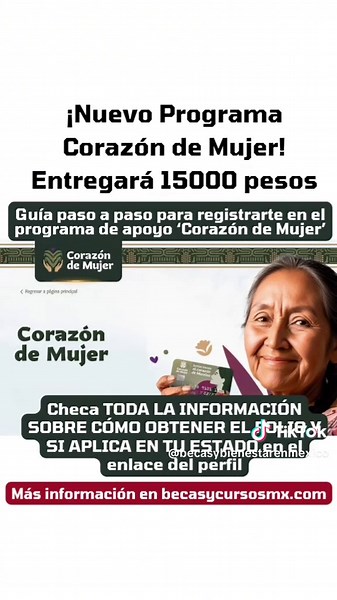 ¡Nuevo Programa Corazón de Mujer! Entregará 15000 pesos. Checa en qué estado se encuentran abiertos los registros. Ingresa al enlace de nuestro perfil para más información. #corazondemujer #corazondemujer2025 #registro #convocatoria #apoyo #bienestar #ayudasdelgobierno #2025